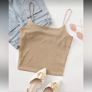 SHEIN Tan Ribbed Tank Top